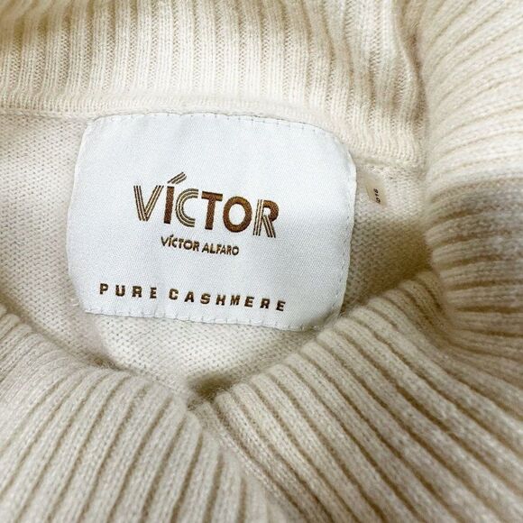Victor Alfaro Ivory 100% Cashmere Turtleneck Sweater Womens Size M Medium - Picture 7 of 9